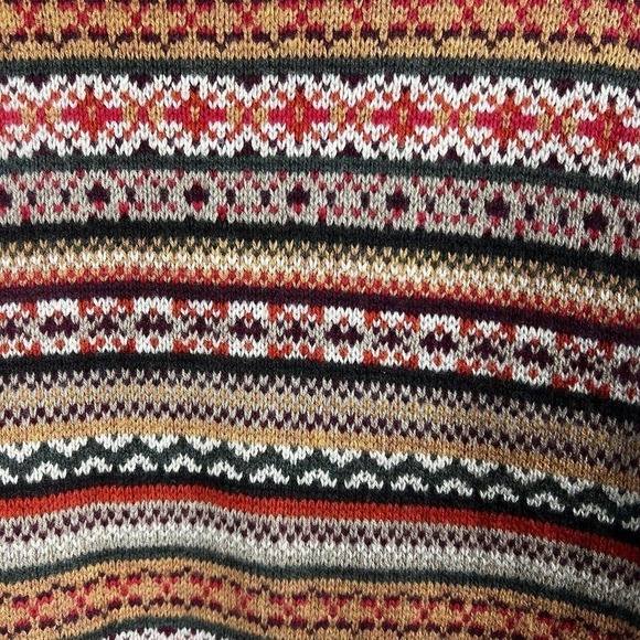 Talbots Tan Fair Isle Cardigan Sweater Wool Blend - Picture 8 of 11